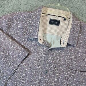 7 Diamonds 4 Way Stretch Shirt Mens XXL Purple Floral Button Down Short Sleeve